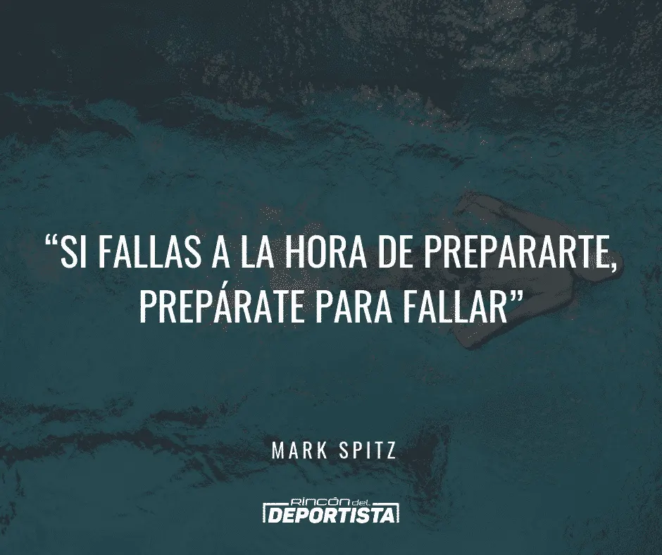 Frase de Mark Spitz sobre la preparación, sobre el fondo del agua de una piscina
