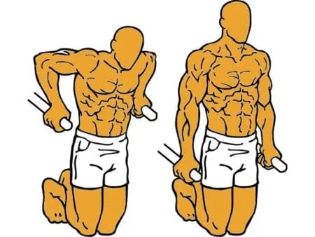 Ilustración de unos fondos en paralelas, con los codos flexionados y después extendidos