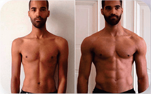 Comparativa antes y después del torso de un hombre